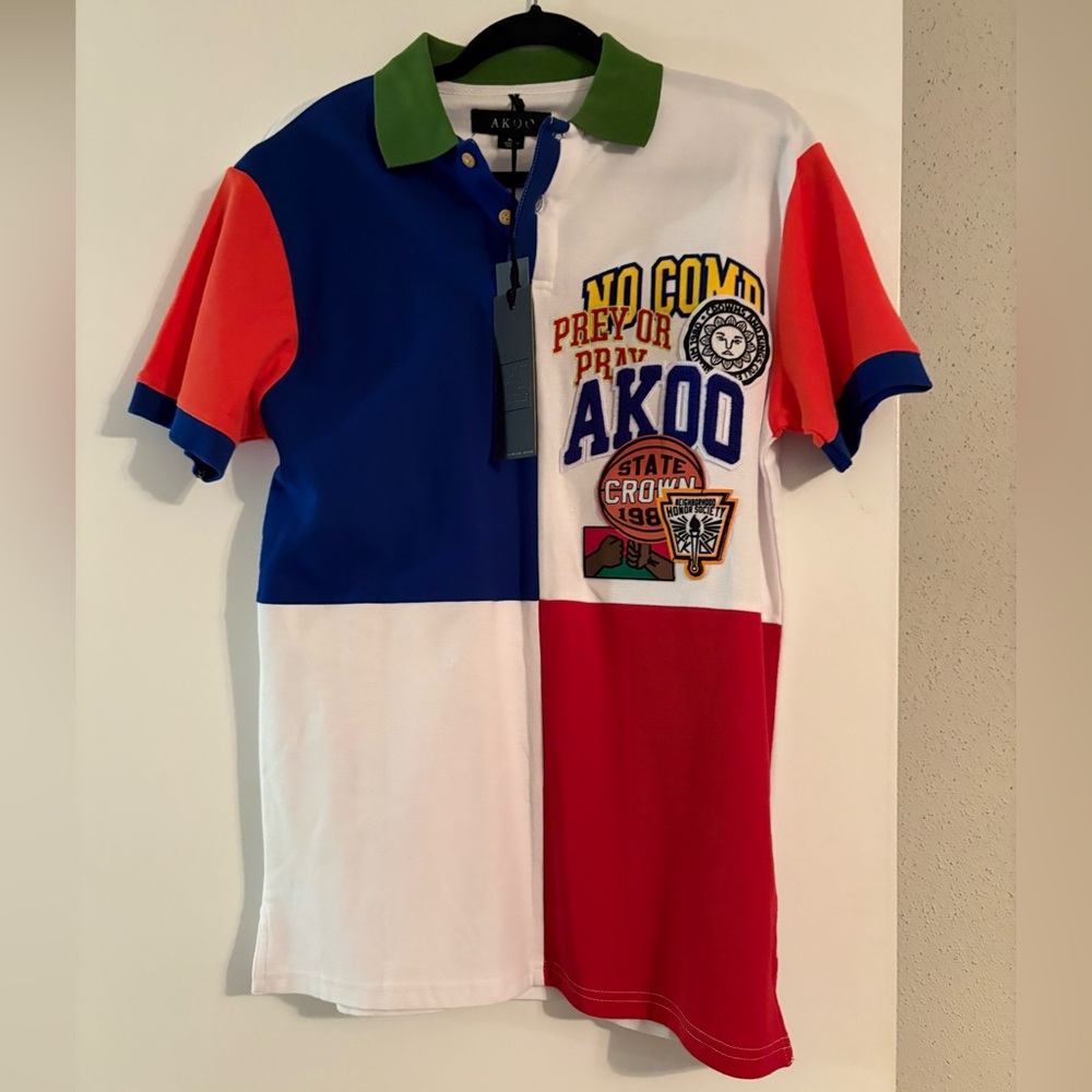 Akoo Sporty Colorblock Polo Blue Red